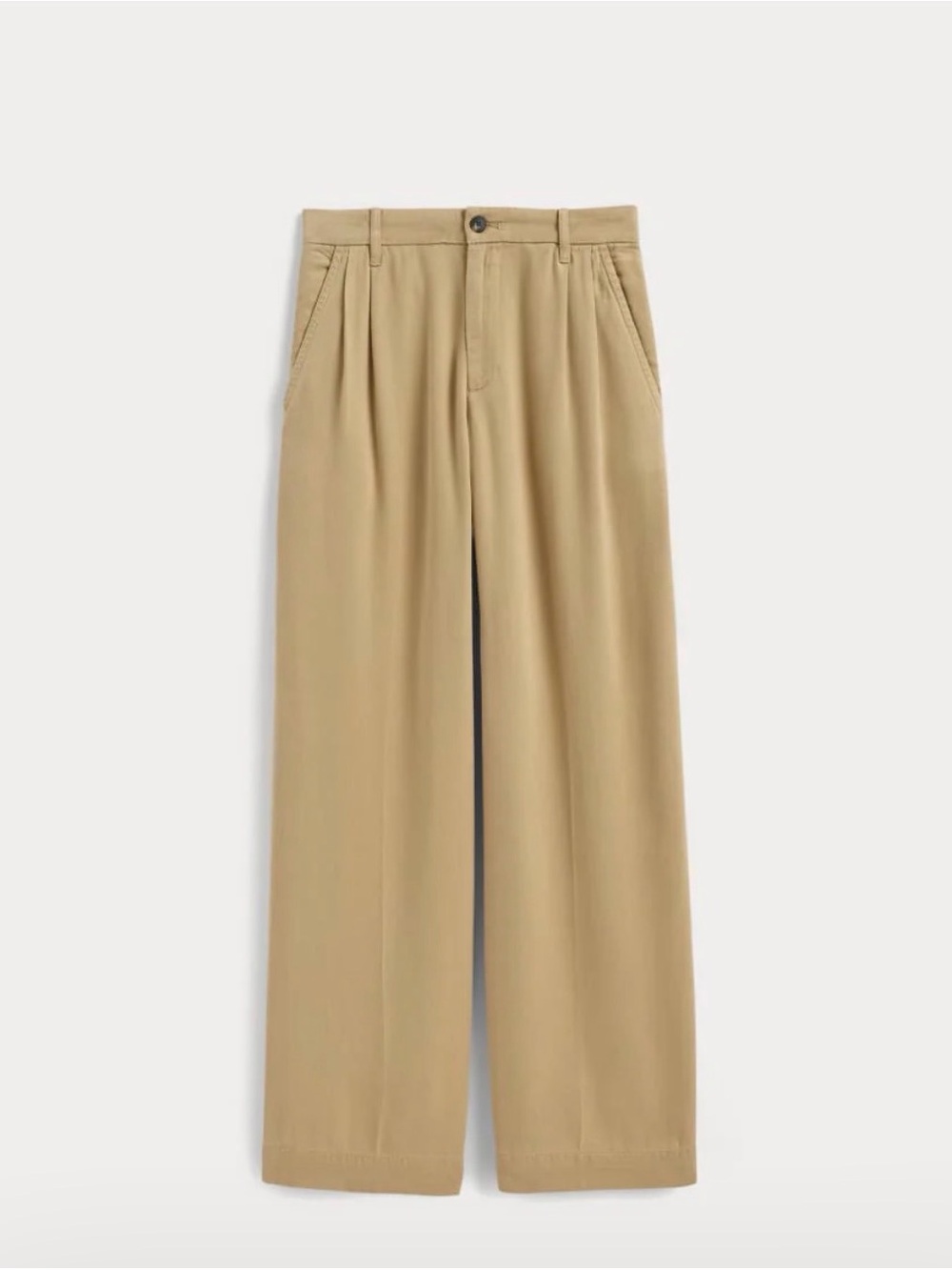 Everlane Wide-Leg Pleated Trousers in Khaki